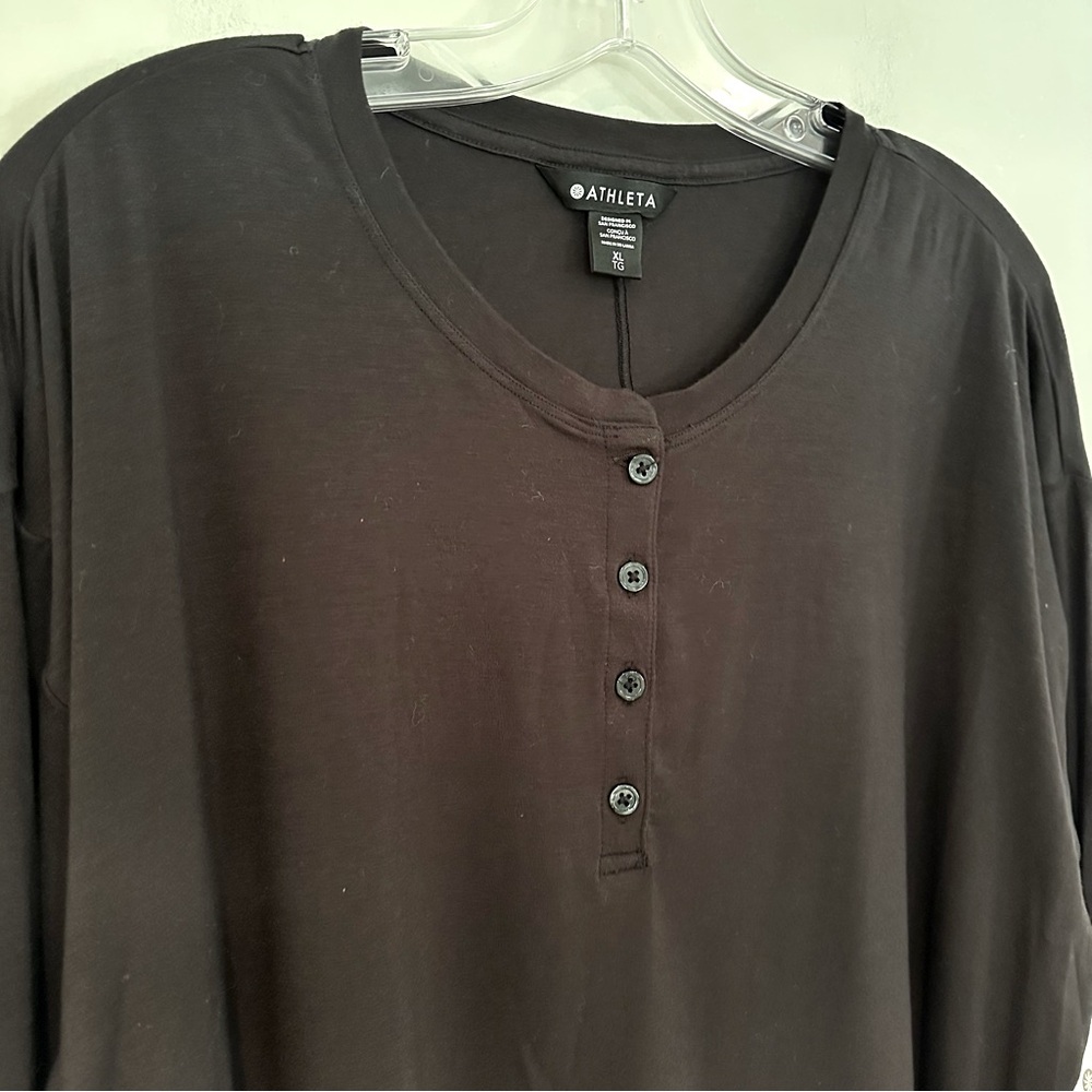 Athleta Canyon Henley Top Lightweight Cropped Women's XL Black Athleisure NWT - Picture 8 of 11